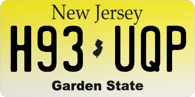 NJ license plate H93UQP