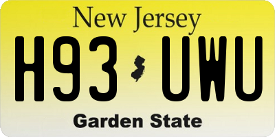 NJ license plate H93UWU