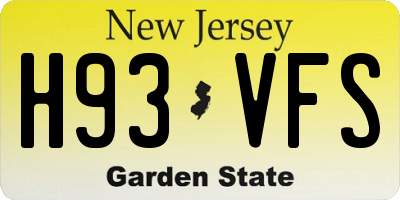 NJ license plate H93VFS