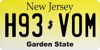 NJ license plate H93VOM