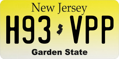 NJ license plate H93VPP