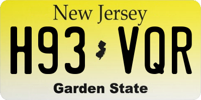 NJ license plate H93VQR