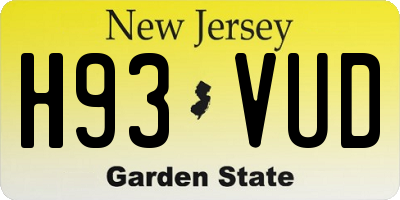 NJ license plate H93VUD