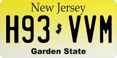 NJ license plate H93VVM