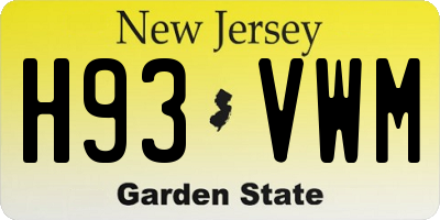 NJ license plate H93VWM