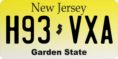 NJ license plate H93VXA