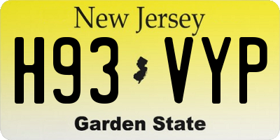 NJ license plate H93VYP
