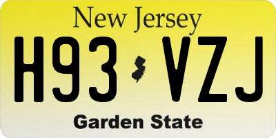 NJ license plate H93VZJ