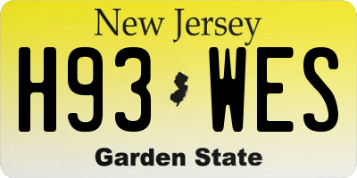 NJ license plate H93WES