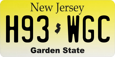 NJ license plate H93WGC