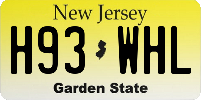 NJ license plate H93WHL