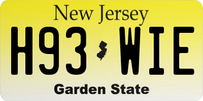 NJ license plate H93WIE