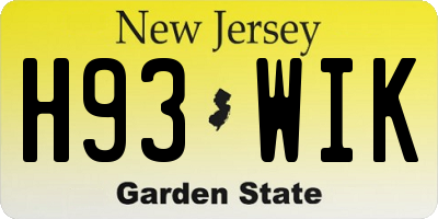 NJ license plate H93WIK