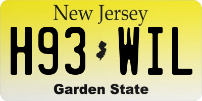 NJ license plate H93WIL