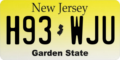 NJ license plate H93WJU