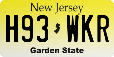 NJ license plate H93WKR