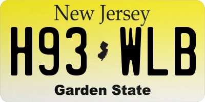 NJ license plate H93WLB