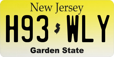 NJ license plate H93WLY