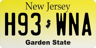 NJ license plate H93WNA