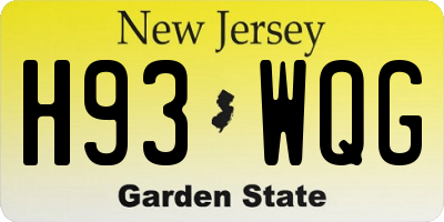 NJ license plate H93WQG