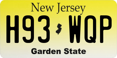NJ license plate H93WQP