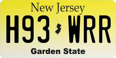 NJ license plate H93WRR