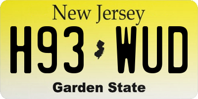 NJ license plate H93WUD