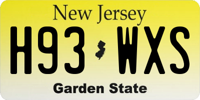 NJ license plate H93WXS
