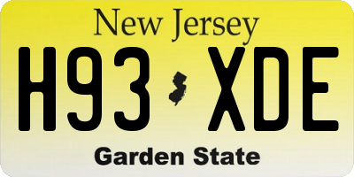 NJ license plate H93XDE