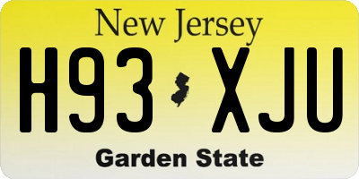 NJ license plate H93XJU