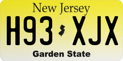 NJ license plate H93XJX