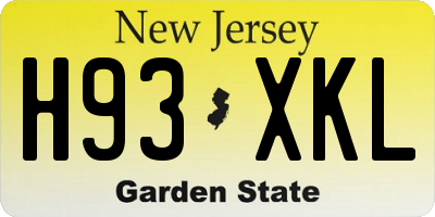 NJ license plate H93XKL