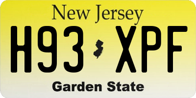 NJ license plate H93XPF