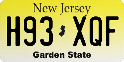 NJ license plate H93XQF