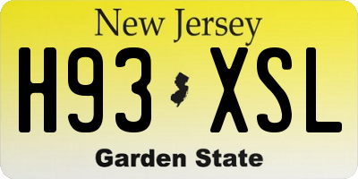 NJ license plate H93XSL