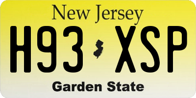 NJ license plate H93XSP