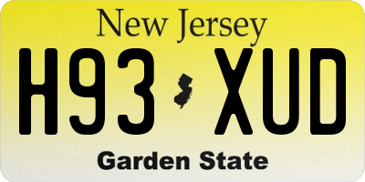 NJ license plate H93XUD