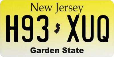 NJ license plate H93XUQ
