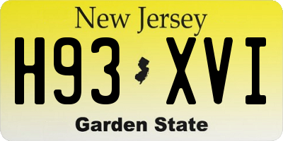 NJ license plate H93XVI