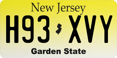 NJ license plate H93XVY
