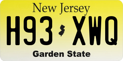 NJ license plate H93XWQ