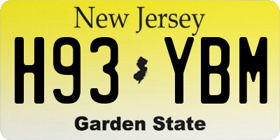 NJ license plate H93YBM