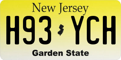 NJ license plate H93YCH