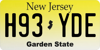 NJ license plate H93YDE