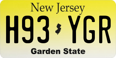 NJ license plate H93YGR