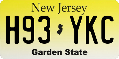 NJ license plate H93YKC