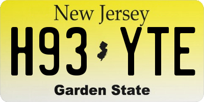 NJ license plate H93YTE