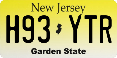 NJ license plate H93YTR