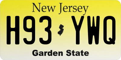 NJ license plate H93YWQ