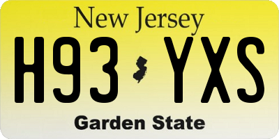 NJ license plate H93YXS